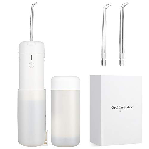 Baywell Water Flosser Cordless - Dental Oral Irrigator with 3 Modes 2 Jets - Rechargeable Portable Water Teeth Cleaner with Telescopic Water Tank for Home and Travel, Braces & Bridges Care (White)