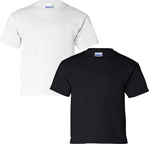 T-shirt coton enfant Gildan blanc noir respirant et résistant