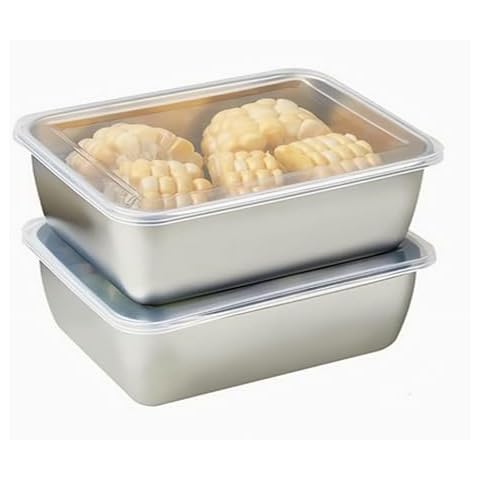 KNC 68OZ Stainless Steel Food Storage Containers Clear Lid, Refrigerator Fresh-keeping Airtight Leak Proof Stackable Box for Kitchen Travel Picnic and Camping, Set of 2(Clear Lid) Cover