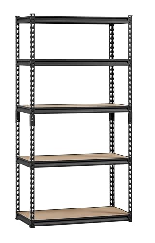 Image of Black Adjustable 5-Shelf Metal Shelving Unit Storage Utility Rack Garage Shelves Display Rack Steel Bootless Rivet Rack,54 in Height 1-Pack(Black (5-Section) (54 X 24 X 12 Inc)