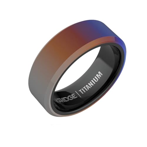 The Ridge Burnt Titanium Beveled Ring Comfort Fit Wedding Band - 11.5