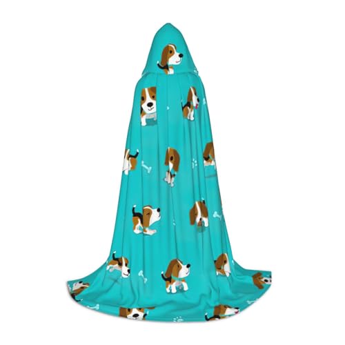 Cape à capuche beagle ado longue chaude : couverture à manches d'intérieur