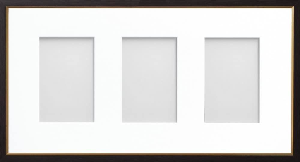 Frame Company Drayton Multi Aperture Photo Frame, Black with Gold Inset, 20x10 for 6x4 inch (x3)