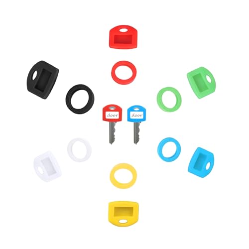 Juego de 12 Fundas Llaves de Silicona,Colores Surtidos,Cubiertas Redondas y Cuadradas,Identificador de Llaves para Casa,Flexible y Reutilizable,Para Llaves Planas Estándar