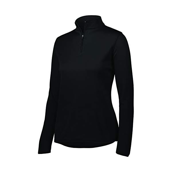 Augusta-Sportswear-Womens-2787 Augusta Sportswear Ladies Attain Wicking 1/4 Zip Pullover - Women's Running Long Sleeve Jacket with Sun Protection, Black, Medium