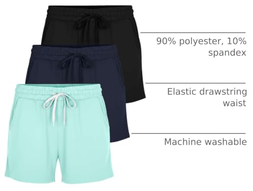 Image of Real Essentials 3 Pack: Womens Ultra-Soft Athletic Lounge Casual Sweat Shorts with Pockets (Available in Plus Size)