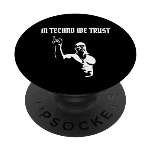 In Techno We trust abstraktes Geschenk für Raver hard rave PopSockets Klebender PopGrip
