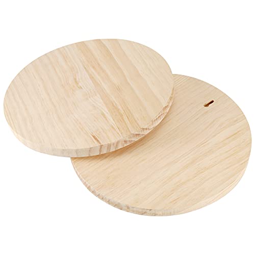 FUNSUEI 3 Pack 12 Inch Round Wooden Plaque, 3/4 Inch Thick Unfinished Wooden Circle Plaque, Natural Wooden Base for Craft Projects, Sign, Painting, Woodcarving - Thumbnail 5