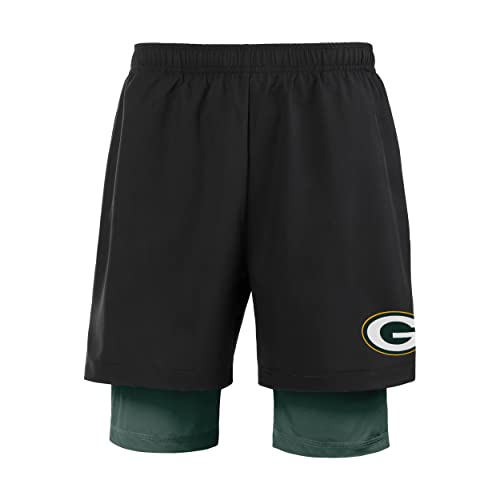 FOCO Green Bay Packers NFL Mens Black Team Color Lining Shorts