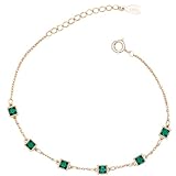 [Design unico] Catena regolabile. Gli eleganti e chic braccialetti da donna con zirconi quadrati intarsiati di smeraldo sono pieni di design, squisita fattura, facili da indossare e da togliere. Adatto per la maggior parte delle donne.
