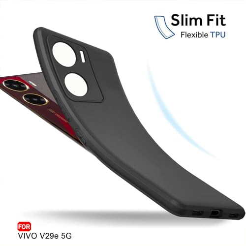 Image of TheGiftKart Sleek Back Cover Case for Vivo V29e 5G | Slim Fit Protective Design | Ultra Matte Finish | Camera Protection Bump | Soft Silicon Back Cover Case for Vivo V29e 5G (Black)