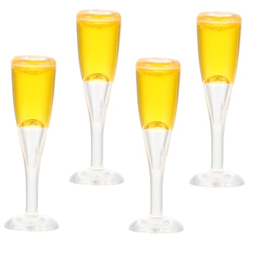 OUNONA 4個ドールハウス用レジン製ミニ香?酒杯 ミニチュアワイングラス模型 マイクロ風景装飾用 耐久モデル