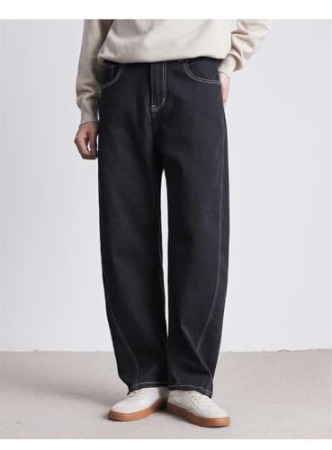 Men's Fashion Retro Denim Jeans Straight Leg Multi Pocket Loose Casual Mid Waist Trousers2