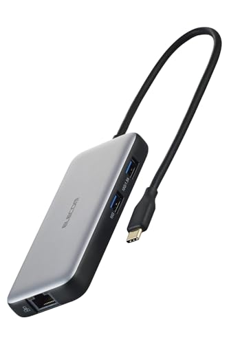 エレコム USB Type-C ハブ ドッキングステーション USB PD 100W対応 USB 10Gbps×2 4K60Hz HDMI×1 充電用USB-C×1 データ転送用USB-C×1 LANポート WindowsMac iPad シルバー DST-C27SV