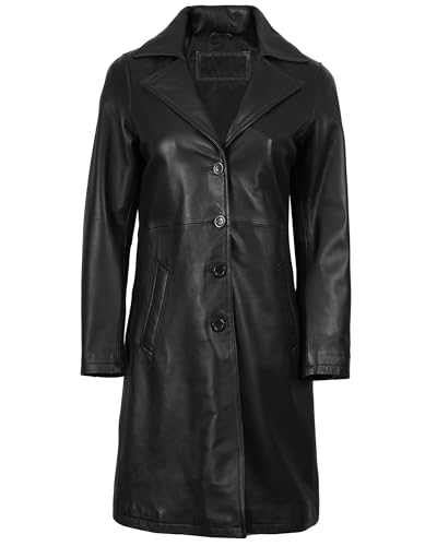 Decrum Leather Coat Women - Real Lambskin Women's Long Leather Car Coat3