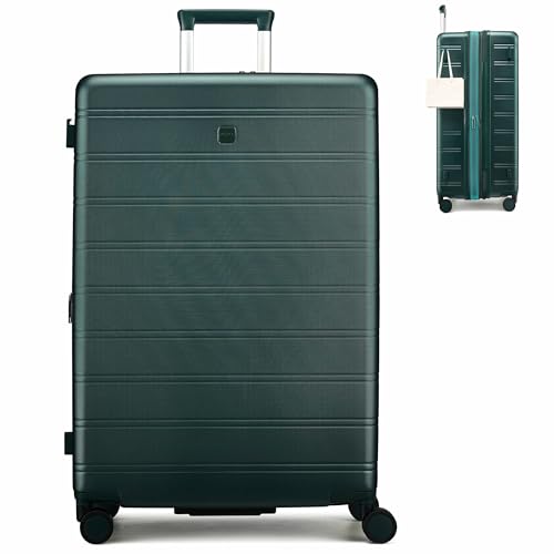 Image of MILADA 28 Inch Large Expandable Checked Luggage with 8 Spinner Wheels, Hardshell Suitcase with TSA Lock, Lightweight Durable PC Shell, Airline-Approved for Extended Travel, Blackish Green