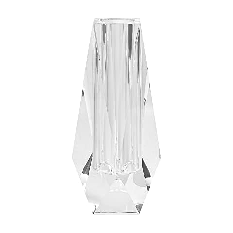 Kitcom Flower/Bud Crystal Vase Decorative Vases for Home, Wedding, Christmas, Outline Dimensions W2.8''xH8.5'', Clear with Gift Box Cover