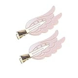 2 Piece Angel Wing Hair Clips with Rhinestones Pink Creaseless Hair Clips for Women Cute Wing Hairpins Kawaii Cartoon Barrettes Cute Y2K Makeup Accessories