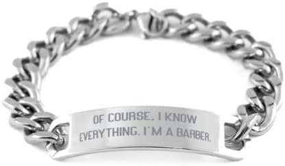Joke Barber Gifts, of Course, I Know Everything. I'm a Barber, Holiday Cuban Chain Bracelet for Barber, Barber, Barber Shop Gift Certificate, Gift Ideas for Barbers, Barber Scissors image 4