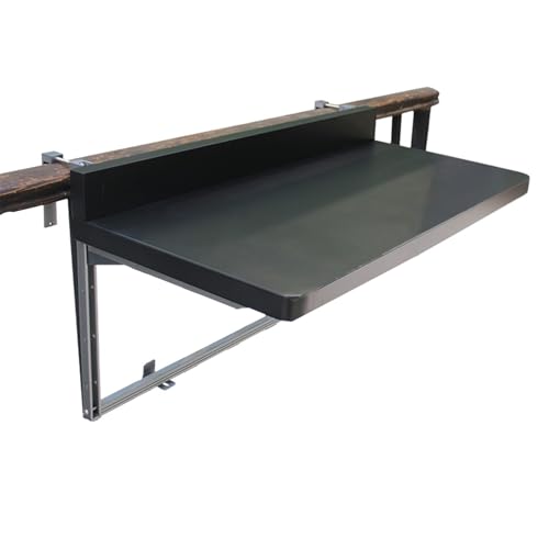 Mesa de barandilla para balcón al aire libre, aleación de aluminio, resistente al sol y al agua, diseño plegable, fuerte capacidad de carga