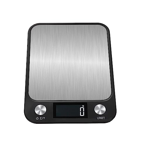 MOKLYF 1 báscula de Cocina de Acero Inoxidable de 5 kg, 10 kg y 15 kg para Pesar Alimentos, café, báscula electrónica Digital para cocinar y Hornear(USB negro-15Kg