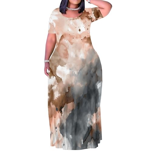 Image of Plus Size Maxi Dresses for Curvy Women T-Shirt Summer Sun Dresses Loose Fit