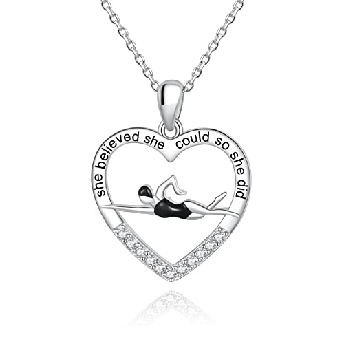 JXJL Swimming Pendant Necklace S925 Silver Gift for Swimmers