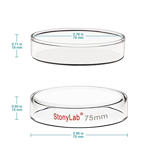 Stonylab Glass Petri Dish, 75X15 Mm Autoclavable Borosilicate Glass Cell Culture Dish Petri Dish With Clear Lid For Laboratory #TOP1