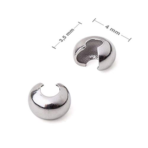 Wadoy Silver Crimp Covers For Jewelry Making,200Pcs 4Mm Crimp Bead Covers Silver Plated Round #TOP2