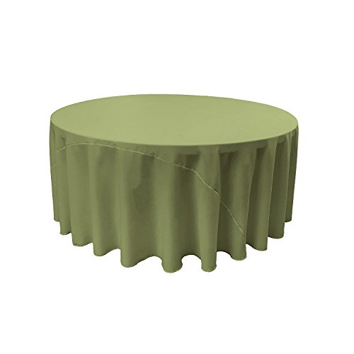LA Linen Polyester Poplin Washable Round Tablecloth, Stain and Wrinkle Resistant Table Cover 108", Fabric Table Cloth for Dinning, Kitchen, Party, Holiday 108-Inch, Sage Dark, (TCpop108R_Drksage390)