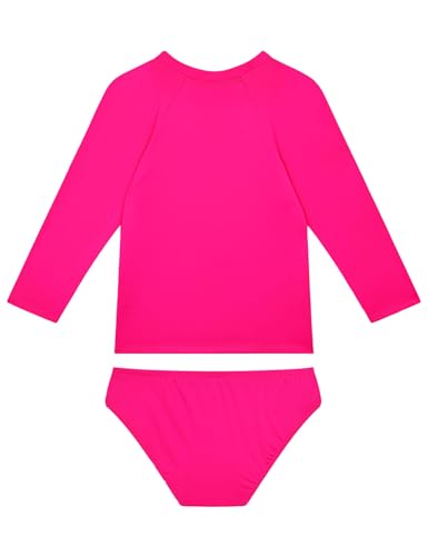 Image of Snowheart Girls Long Sleeves Swimsuit Size 3t 4t 2 Pieces Rose Red Tankini Bathing Suit Rash Guard Sets
