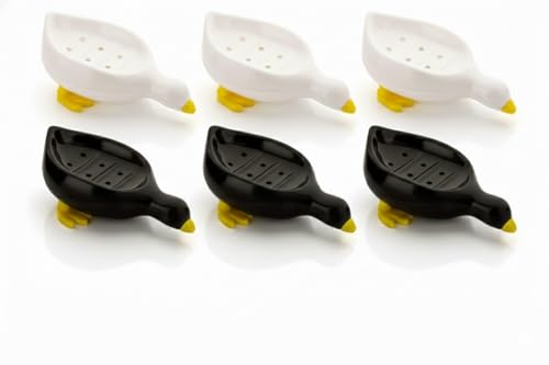 Image of Plastic Soap Dish Holder with Drainage Slots - Rectangular Self-Draining Soap Tray for Bathroom & Kitchen Sink, Non-Slip, Durable & Easy to Clean (White) - Pack of 6