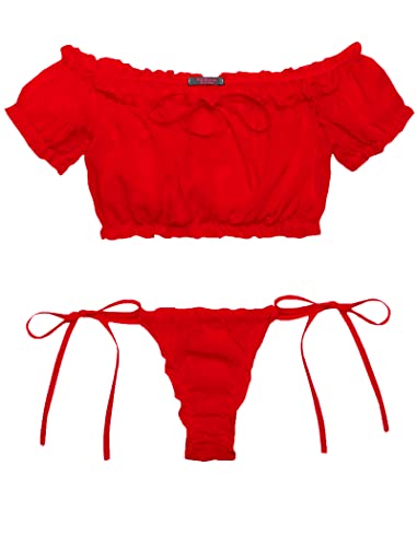 Avidlove Bra and Panty Set Ruffle Lingerie Set Mesh Babydoll Chemise