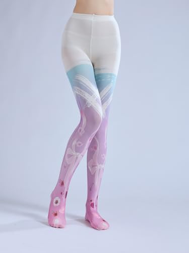 Image of Sahabowi Women's Sheer Tights, Digital Print Designs Stockings