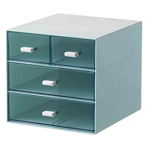 Zyners Desk Organizer with Drawer, Office Organizer with 4 Drawers, Desk Storage Box for, Desktop, Dressing table, Office, School, Home, Plastic Box and 4 Acrylic Drawers(Blue) Cover