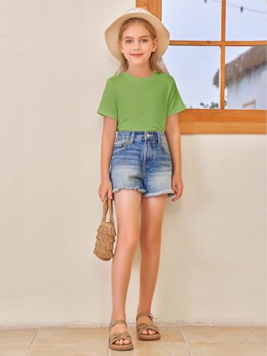 Image of Girls Short Sleeve T Shirts Kids Summer Tops Crewneck Tees 5-14 Years