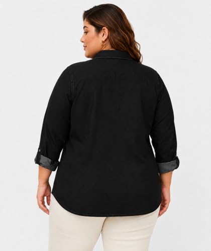 Image of Fancy Full Sleeve Washed Denim Shirt for Women