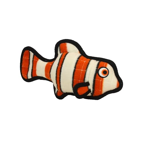 TUFFY - World's Tuffest Soft Dog Toy - Ocean Fish Orange- Squeakers - Multiple Layers. Made Durable, Strong & Tough. Interactive Play (Tug, Toss & Fetch).Machine Washable & Floats