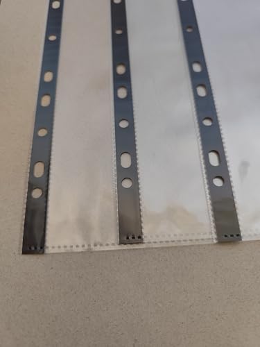 PUTOAHAO 100 Stück Klarsichthüllen A4 Glasklar aus PP (0.06 mm,60 My,60µ,60 micron),mit 11 Lochungen für 2/3/4-Ring-Ordner, Klarsichtfolien A4 für Dokumente,Broschüren,Ordner (Schwarz Seite,6C-100)