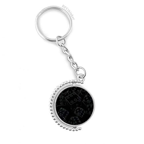 Anneau porte-clés rotatif avec illustration dés de jeu de cœur 3 x 9 cm