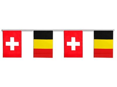 Guirlande d'amitié Suisse - Belgique 6 m pour décorer un buffet de jumelage