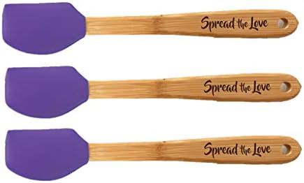 “Spread the Love” Wood Handled Mini Spatula Set with Silicone Head, Set Of 3, Purple