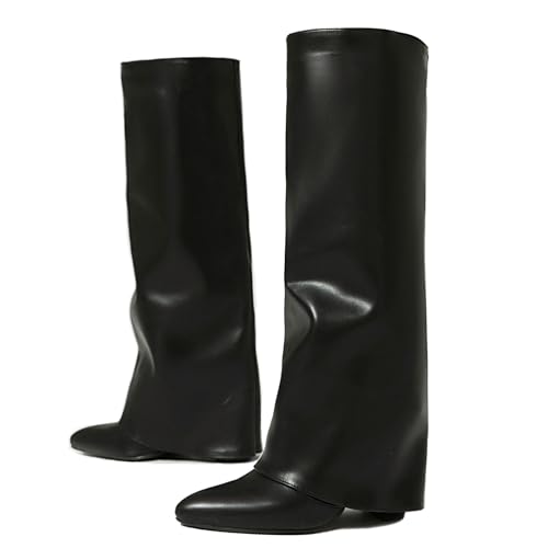 Ceciloroda Fold Over Bottes Knee High pour Femme Talons...