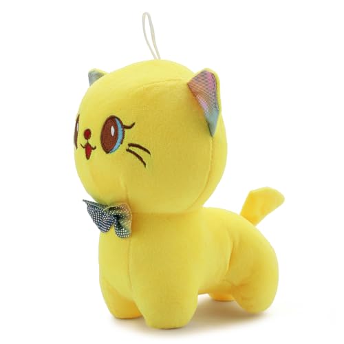 Image of Yellow Bow Cat Soft Toy for Kids with Cute Hug-Friendly Plush for Babies, Toddlers & Children Safe, Lightweight & Easy to Clean (22CM)