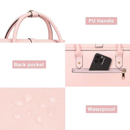 MOSISO Laptop Bag for Women, PU Leather Laptop Shoulder Bags Convertible Backpack, Messenger Bags Casual Handbag Work Briefcase Travel Computer Bag with Bowknot