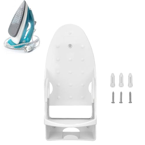 Ironing Board Hanger Wall Mount, Electric Iron and Iron Board Holder for Household Bathroom, Laundry Room(White)