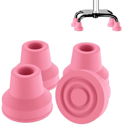 supregear Quad Cane Tips (4-Pack) - Heavy Duty Rubber 5/8 inch Cane Tip - Non-Slip Extreme Grip Replacement Foot Pad - Accessories for Walking and Standing Stick for Women, Men, Seniors, Elderly