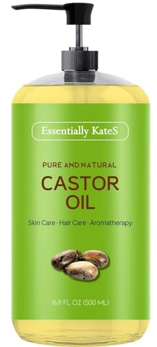 Essentially KateS Castor Oil 16.9 Fl Oz - 100% Pure and Natural, Cold Pressed, and Hexane-Free - Hair Care, Skin Care and Body Care