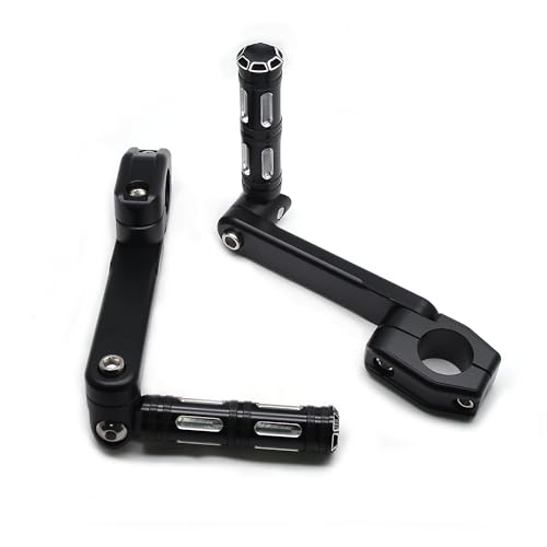 Image of MZS Motorcycle Highway Pegs, 1.25 inch CNC Highway Foot Pegs Adjustable Long Angled Mount Clamps Compatible with Road King Sportster Softail Street Electra Glide Dyna Rebel Shadow for 1 1 /4 Crash Bar