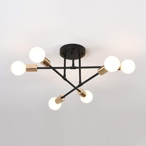 Comely Lámpara de Techo Vintage, Plafones para Techo Rustico 6 brazos, Creativo Lamparas de Techo Modernas E27 para la Casa o el Dormitorio el Cocina, Bombillas no Incluidas